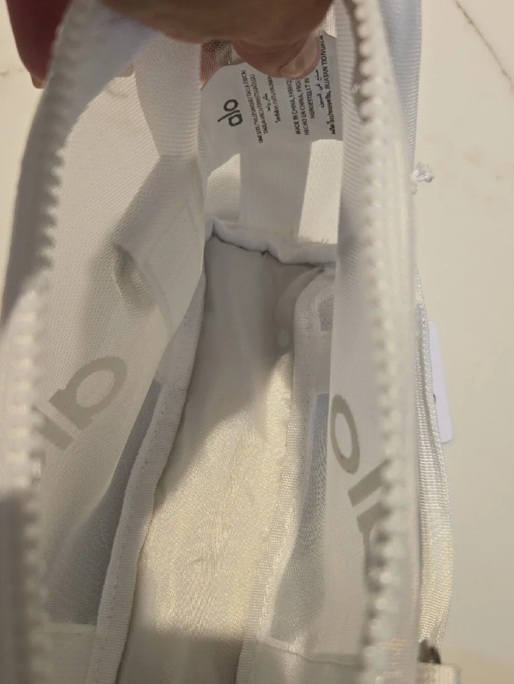 Alo White Mesh Mini Tote Bag